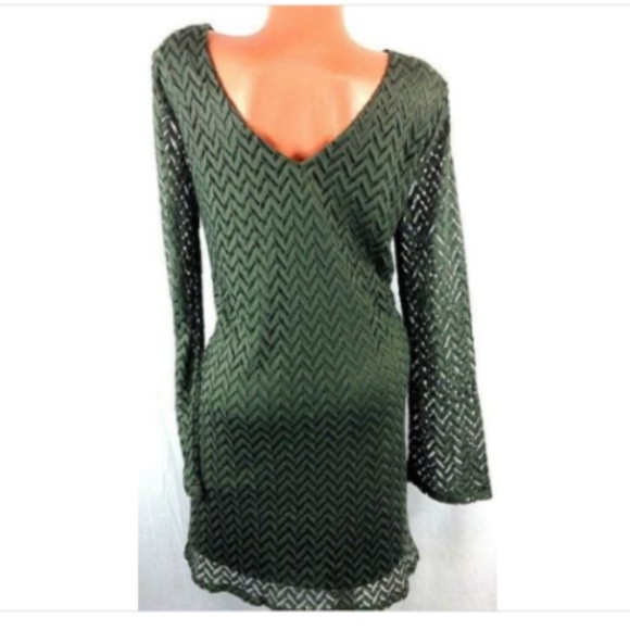 NWOT Maurices Olivine Sheer Sleeve Chevron Dress - Picture 3 of 6